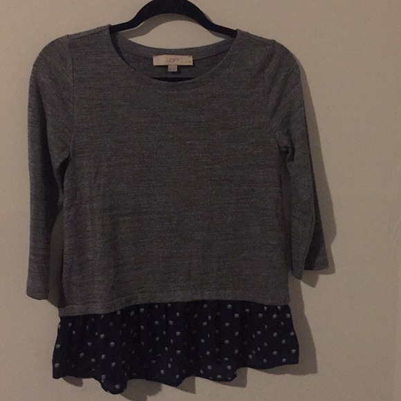 Ann Taylor Loft XSP Grey and Blue Sweater/Blouse - Picture 1 of 5